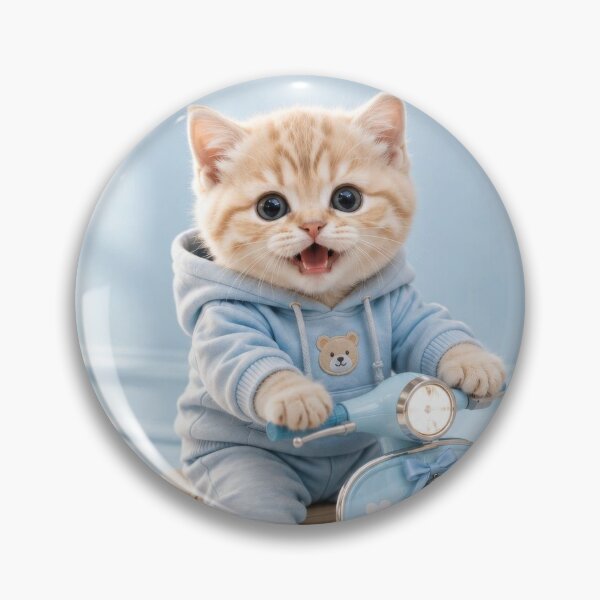 Item preview, Cute Baby Cat Riding a Blue Moped - DreamyByAna Art designed and sold by dreamybyana.