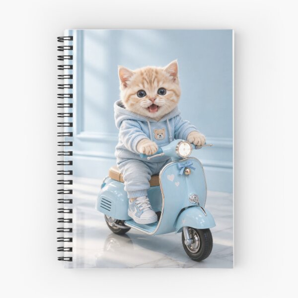 Item preview, Cute Baby Cat Riding a Blue Moped - DreamyByAna Art designed and sold by dreamybyana.