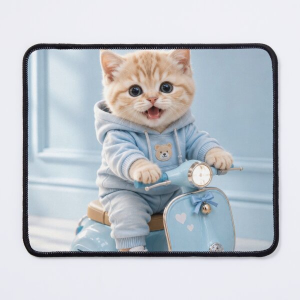 Item preview, Cute Baby Cat Riding a Blue Moped - DreamyByAna Art designed and sold by dreamybyana.