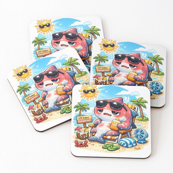 Item preview, Medium Rare Shark – Funny Sunburned Vacation Kawaii Shark designed and sold by MarekoraStudio.