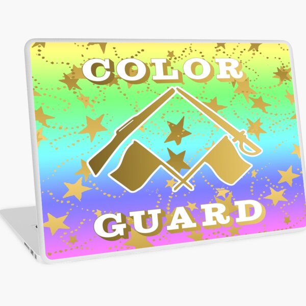 Color Guard Rainbow and Gold Stars Design Laptop Skin