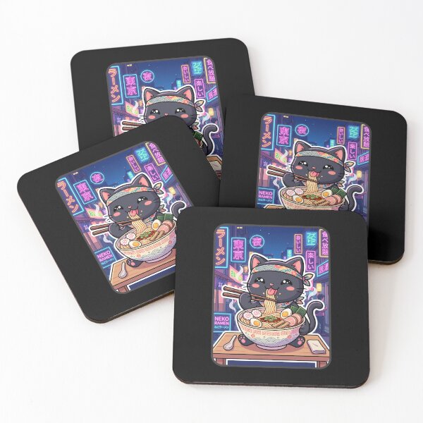 Item preview, Funny Anime Black Cat Eating Ramen – Cute Kawaii Japanese Noodle Lover Gift for Cat Moms & Anime Fans designed and sold by Im-Ara.