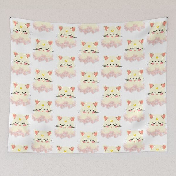 Item preview, Moon Cat Floating Through Pink Clouds designed and sold by CuteartBySakura.