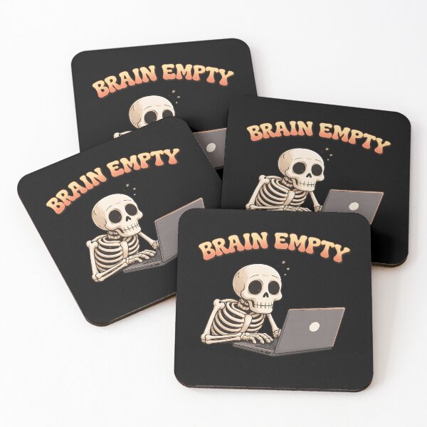 Item preview, Brain Empty Funny Skeleton Working on Laptop T-Shirt designed and sold by Raw Tigers.