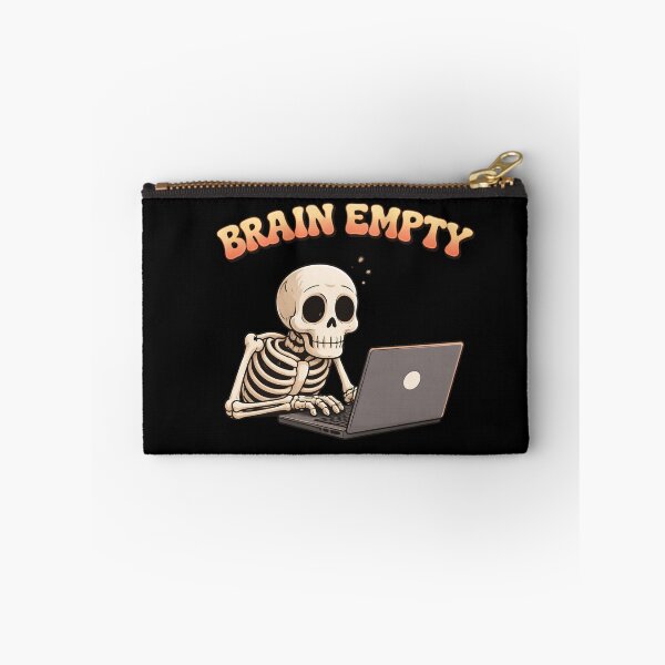 Item preview, Brain Empty Funny Skeleton Working on Laptop T-Shirt designed and sold by Raw Tigers.
