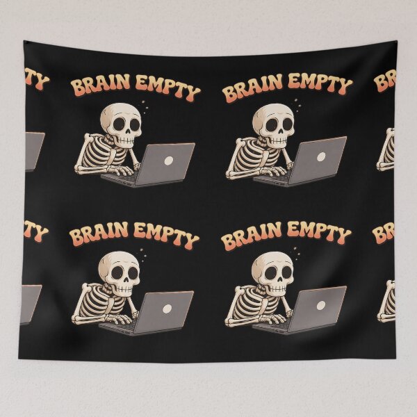 Item preview, Brain Empty Funny Skeleton Working on Laptop T-Shirt designed and sold by Raw Tigers.