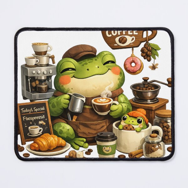 Item preview, Cozy Froggy Cafe Illustration | Whimsical Storybook Frog Coffee Art designed and sold by CustomizingGift.