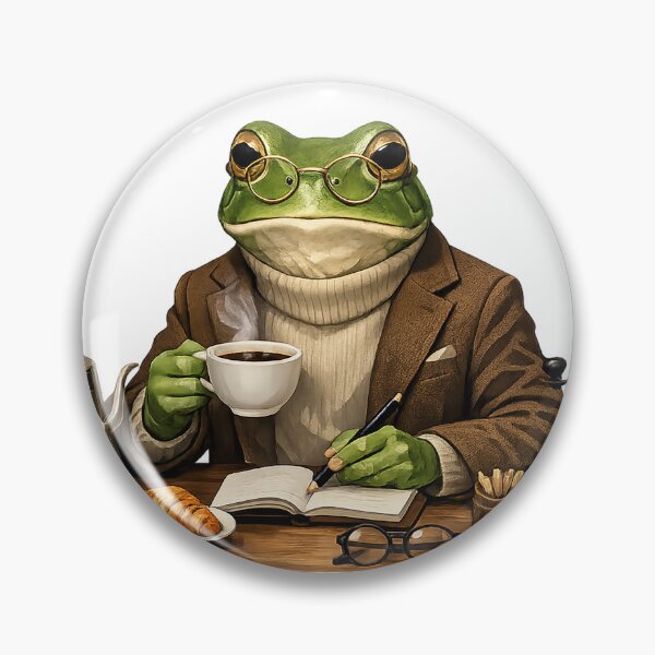 Item preview, Sophisticated Frog Drinking Coffee Art | Vintage Academia Frog Scholar designed and sold by CustomizingGift.
