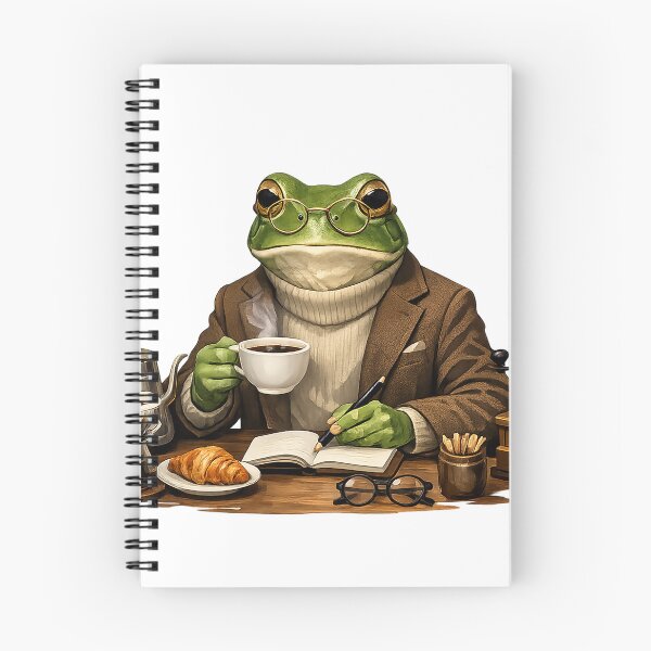 Item preview, Sophisticated Frog Drinking Coffee Art | Vintage Academia Frog Scholar designed and sold by CustomizingGift.