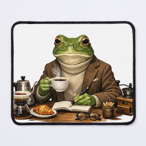 Item preview, Sophisticated Frog Drinking Coffee Art | Vintage Academia Frog Scholar designed and sold by CustomizingGift.