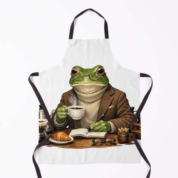 Item preview, Sophisticated Frog Drinking Coffee Art | Vintage Academia Frog Scholar designed and sold by CustomizingGift.