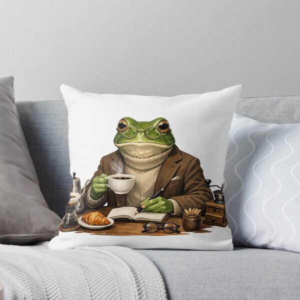 Item preview, Sophisticated Frog Drinking Coffee Art | Vintage Academia Frog Scholar designed and sold by CustomizingGift.