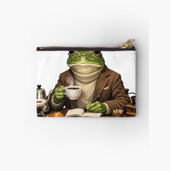 Item preview, Sophisticated Frog Drinking Coffee Art | Vintage Academia Frog Scholar designed and sold by CustomizingGift.