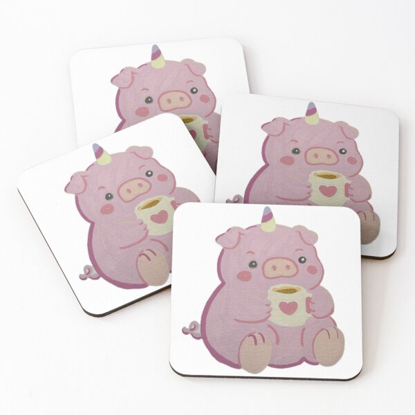 Item preview, unicorn pig drinking coffee designed and sold by Artful Things.