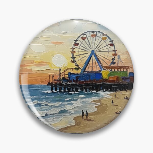 Item preview, Santa Monica Pier US Postage Stamp Palette Knife Art designed and sold by GymTanLaundry.