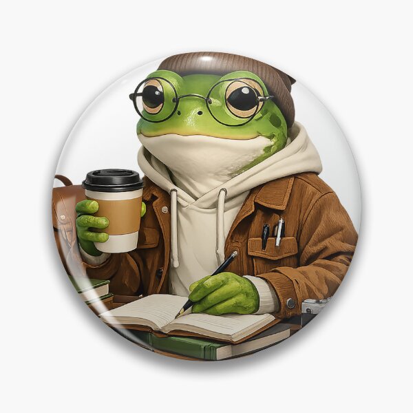 Item preview, Modern Frog Traveler with Coffee Art | Adventurous Digital Nomad Froggy designed and sold by CustomizingGift.