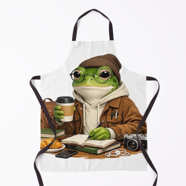 Item preview, Modern Frog Traveler with Coffee Art | Adventurous Digital Nomad Froggy designed and sold by CustomizingGift.