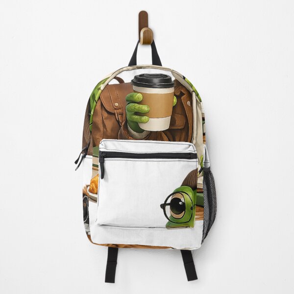 Item preview, Modern Frog Traveler with Coffee Art | Adventurous Digital Nomad Froggy designed and sold by CustomizingGift.