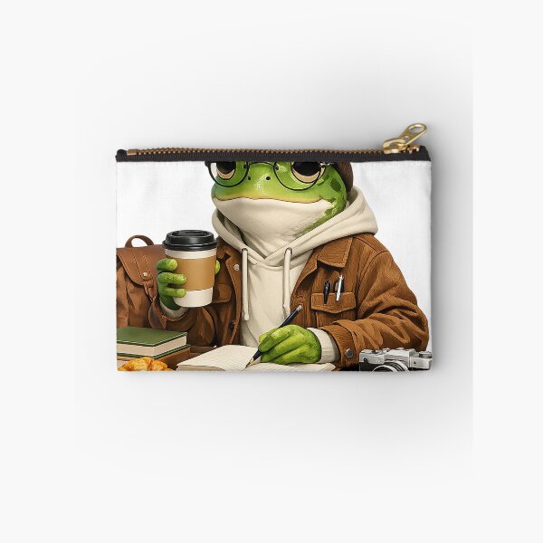 Item preview, Modern Frog Traveler with Coffee Art | Adventurous Digital Nomad Froggy designed and sold by CustomizingGift.