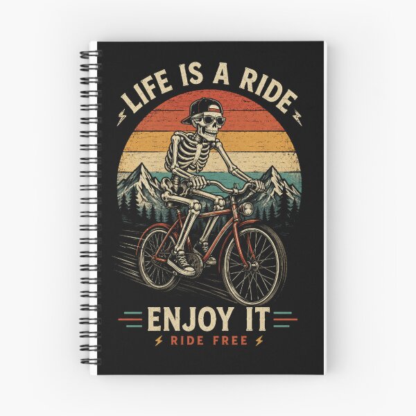 Item preview, Vintage Skeleton Cycling Life is a Ride - Enjoy It Ride Free Retro Sunset designed and sold by veloramode.