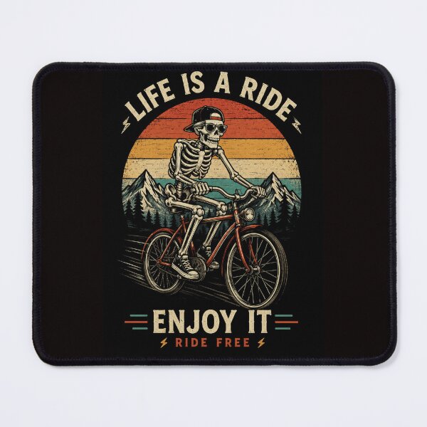 Item preview, Vintage Skeleton Cycling Life is a Ride - Enjoy It Ride Free Retro Sunset designed and sold by veloramode.
