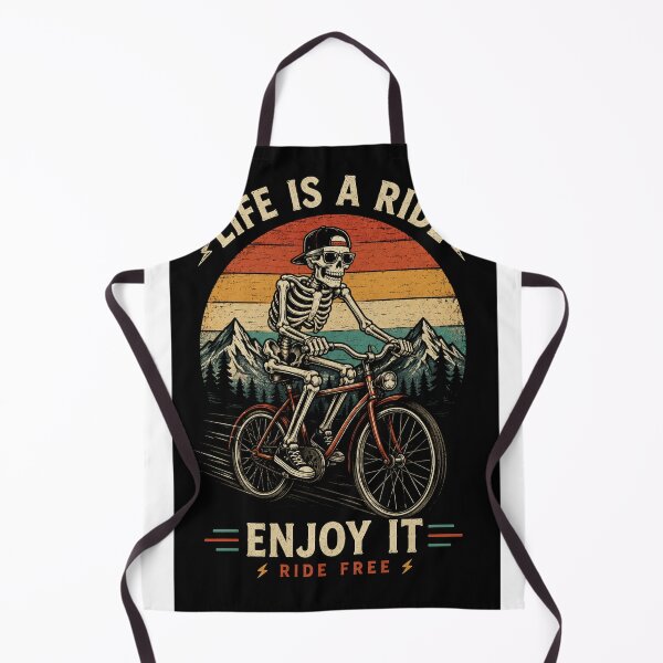 Item preview, Vintage Skeleton Cycling Life is a Ride - Enjoy It Ride Free Retro Sunset designed and sold by veloramode.