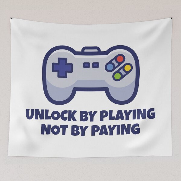 Item preview, Unlock By Playing Not By Paying – Funny Retro Gamer Gaming Controller Design designed and sold by WordPlayStudio.
