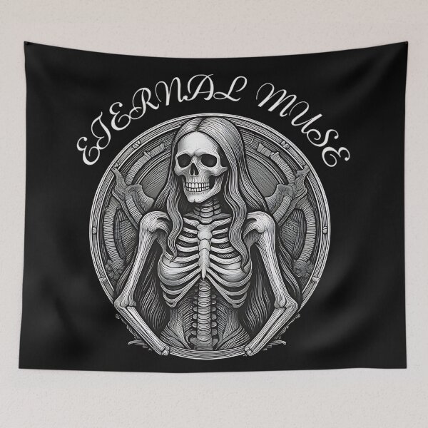 Item preview, Eternal Muse Gothic Art Nouveau Skeleton Lady designed and sold by DarkOriginArts.
