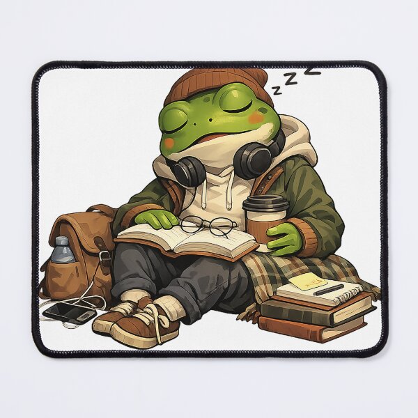 Item preview, Sleepy Frog Study Aesthetic | Cozy Froggy Napping on Books Art designed and sold by CustomizingGift.
