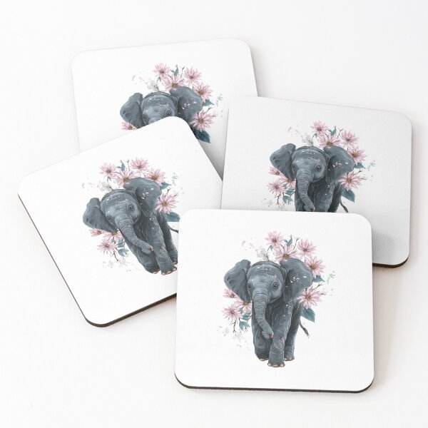 Item preview, Whimsical Watercolor Elephant and Wildflowers - Pastel Boho Nursery Decor designed and sold by illeN-Art-World.