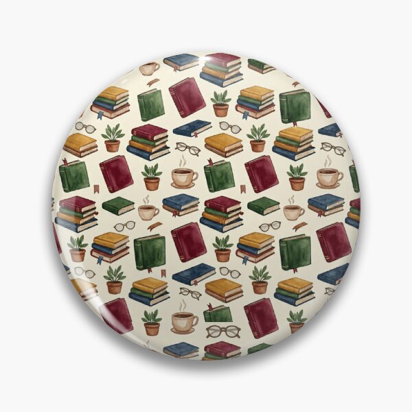 Item preview, Book Lover Watercolor Library Coffee Seamless Pattern designed and sold by Inkworksbyshery.
