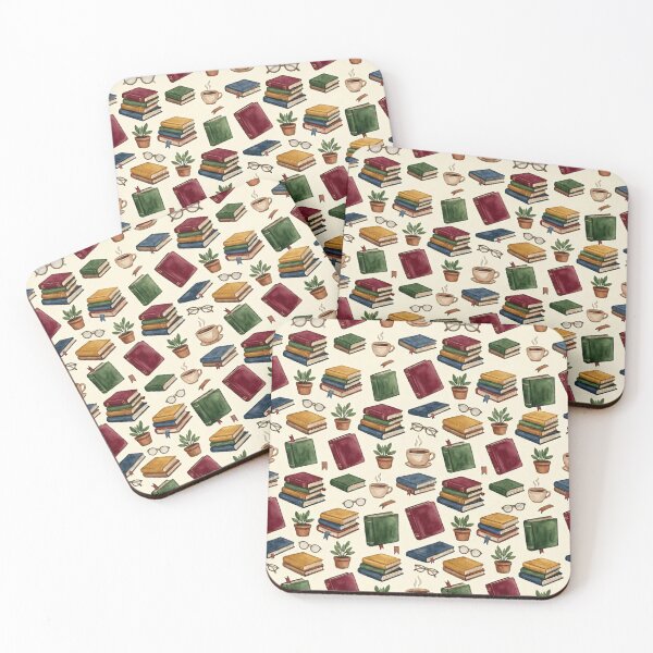 Item preview, Book Lover Watercolor Library Coffee Seamless Pattern designed and sold by Inkworksbyshery.