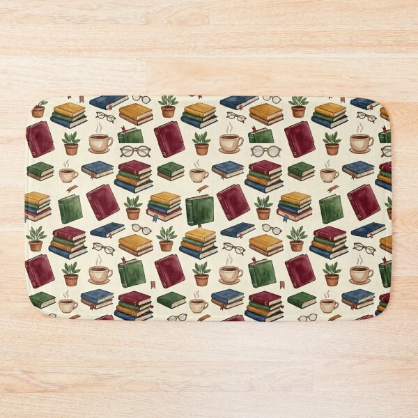 Item preview, Book Lover Watercolor Library Coffee Seamless Pattern designed and sold by Inkworksbyshery.