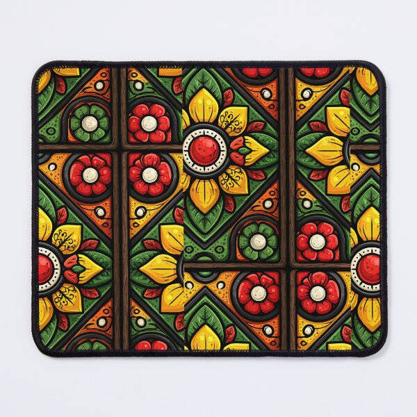 Item preview, Red and Yellow Traditional Floral Ceramic Tile designed and sold by Piotrek0001.
