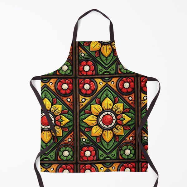 Item preview, Red and Yellow Traditional Floral Ceramic Tile designed and sold by Piotrek0001.
