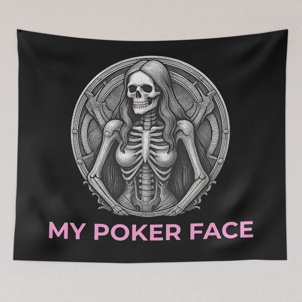 Item preview, My Poker Face Funny Gothic Skeleton Lady Sarcasm designed and sold by DarkOriginArts.