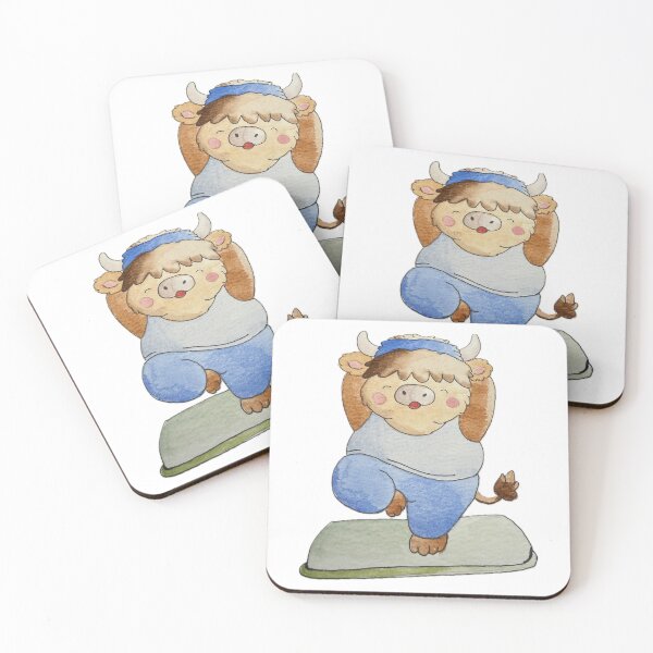 Item preview, watercolor highland cow doing yoga designed and sold by Artful Things.