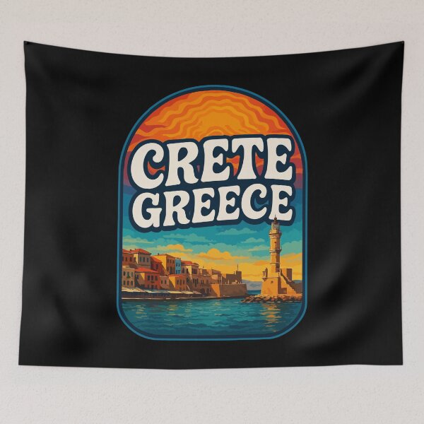 Item preview, Crete Greece Island Retro Trippy Art designed and sold by TomFrontierArt.