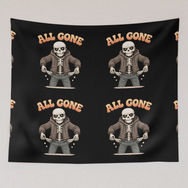 Item preview, All Gone Funny Skeleton Broke Meme T-Shirt designed and sold by Raw Tigers.
