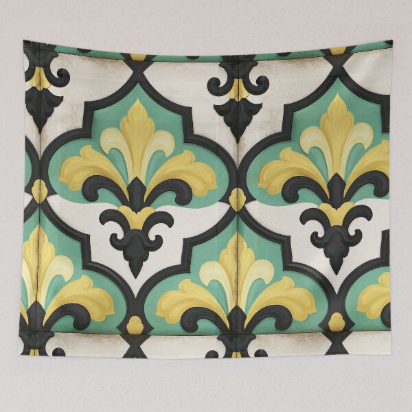 Item preview, Teal and Black Damask Ornate Tile Texture designed and sold by Piotrek0001.
