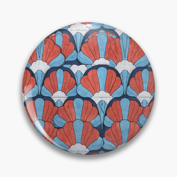 Item preview, Coral and Blue Scallop Shell Art Deco Tile designed and sold by Piotrek0001.