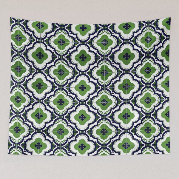 Item preview, Navy Blue and Green Geometric Cross Tile designed and sold by Piotrek0001.