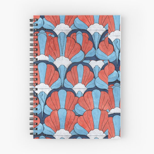 Item preview, Coral and Blue Scallop Shell Art Deco Tile designed and sold by Piotrek0001.