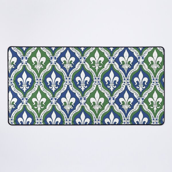 Item preview, Green and Blue Fleur de Lis Traditional Tile designed and sold by Piotrek0001.