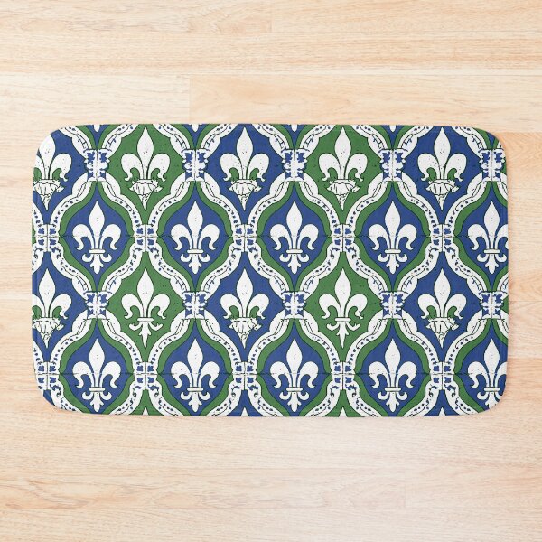 Item preview, Green and Blue Fleur de Lis Traditional Tile designed and sold by Piotrek0001.