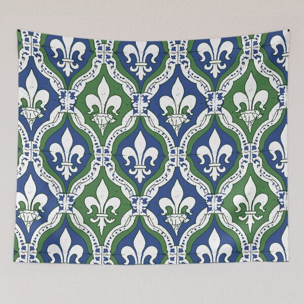 Item preview, Green and Blue Fleur de Lis Traditional Tile designed and sold by Piotrek0001.
