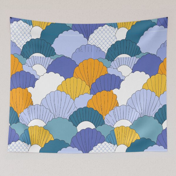 Item preview, Blue and Yellow Scallop Scale Ceramic Pattern designed and sold by Piotrek0001.