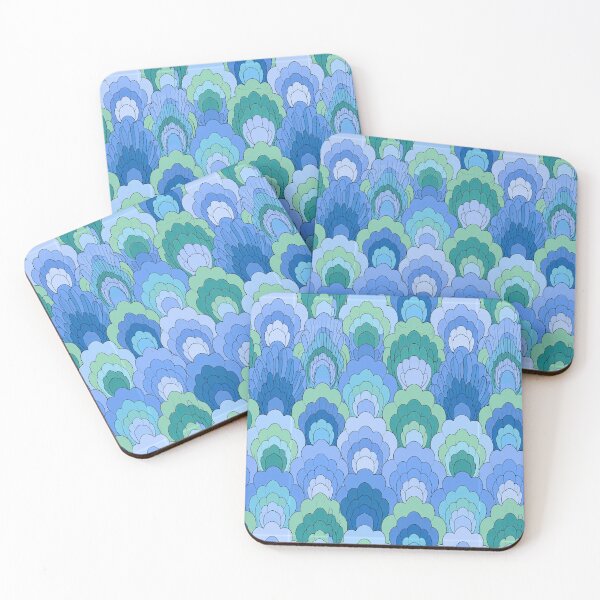 Item preview, Light Blue and Teal Overlapping Scallop Tiles designed and sold by Piotrek0001.