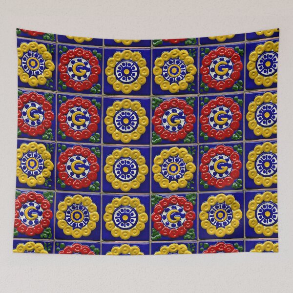 Item preview, Vibrant Yellow and Red Sunburst Majolica Tile designed and sold by Piotrek0001.