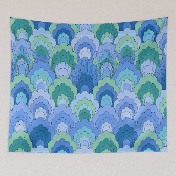 Item preview, Light Blue and Teal Overlapping Scallop Tiles designed and sold by Piotrek0001.